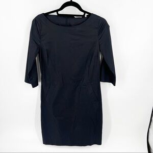 ✅ CALIBAN BLACK 3/4 SLEEVE SHEATH DRESS WITH POCKETS SIZE 42 COTTON BLEND